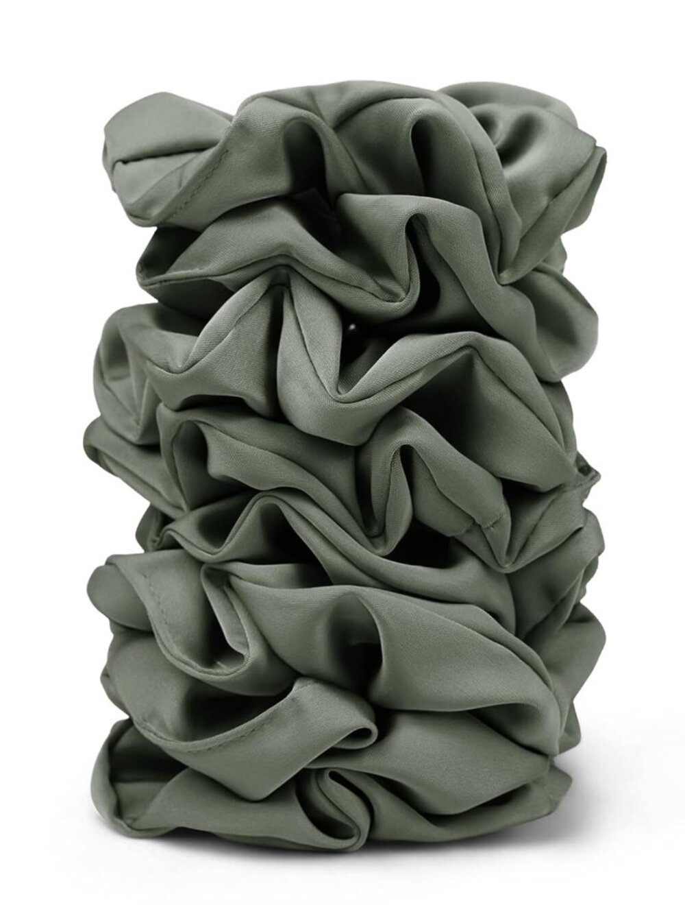 Satin Scrunchies for Women – 8PCS Green Silk Hair Ties – No Crease, Frizz-Free,